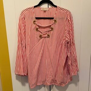 MICHAEL Michael Kors Striped Red and White Women's Top